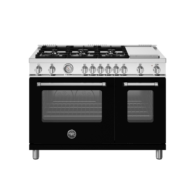 Bertazzoni MAS486GGASNEV 48 Inch All Gas Range, 6 Burner And Griddle Nero Matt