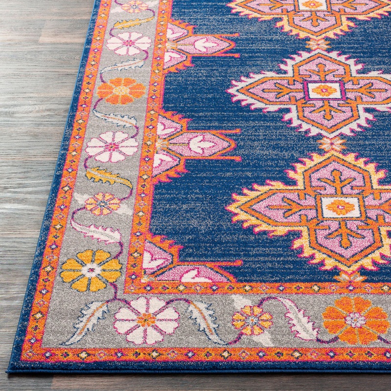 Adelia Oriental Blue/Orange Area Rug Langley Street Rug Size: Runner 2’7″ x 7’3″