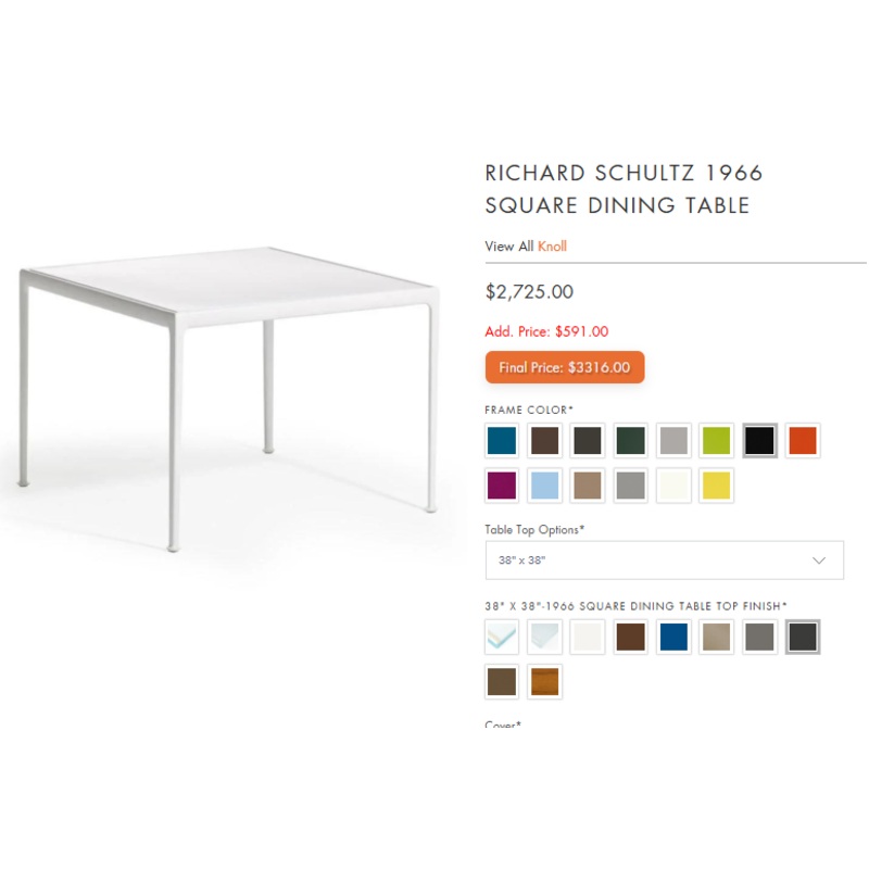 Schultz 1966 Square 36″x36″ Onyx Frame – Dark Bronze Top