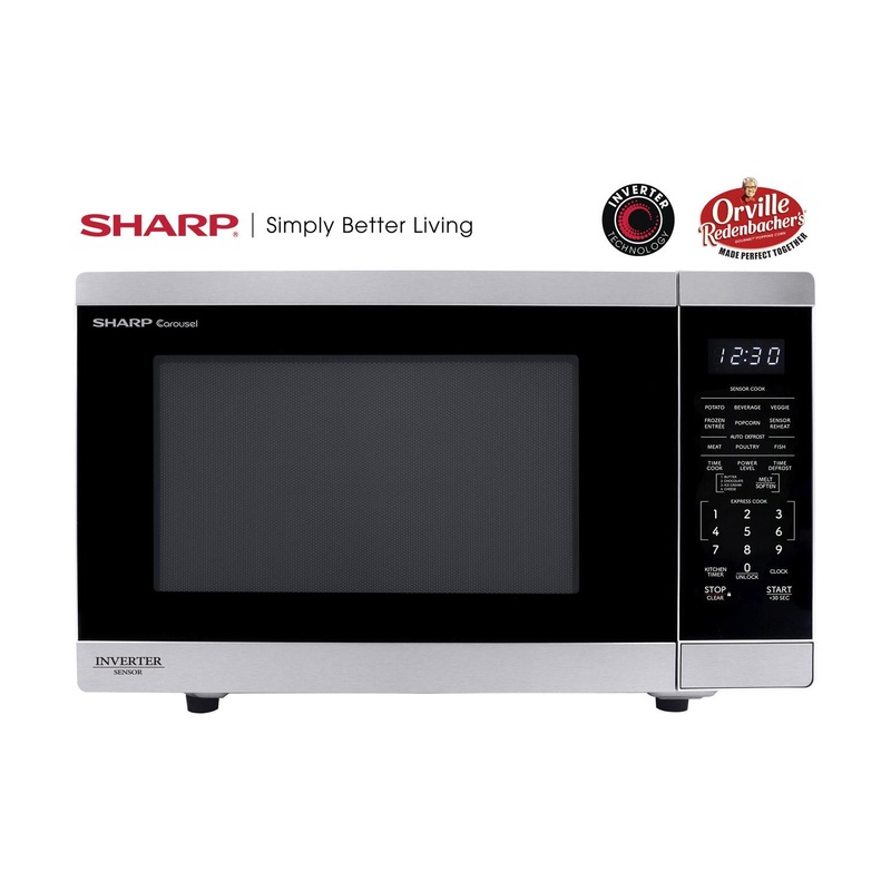 Sharp SMC1464KS Sharp 1.4 Cu. Ft. 1100W Stainless Steel Countertop Microwave Oven With Inverter Technology
