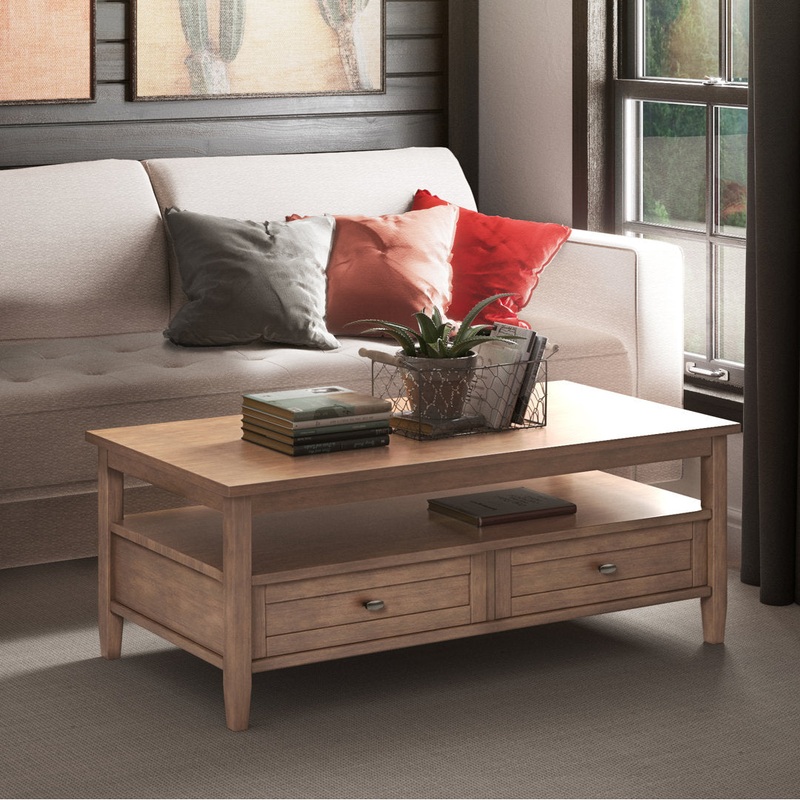 Warm Shaker SOLID WOOD 48 inch Wide Rectangle Transitional Coffee Table Simpli Home Color: Rustic Natural Aged Brown