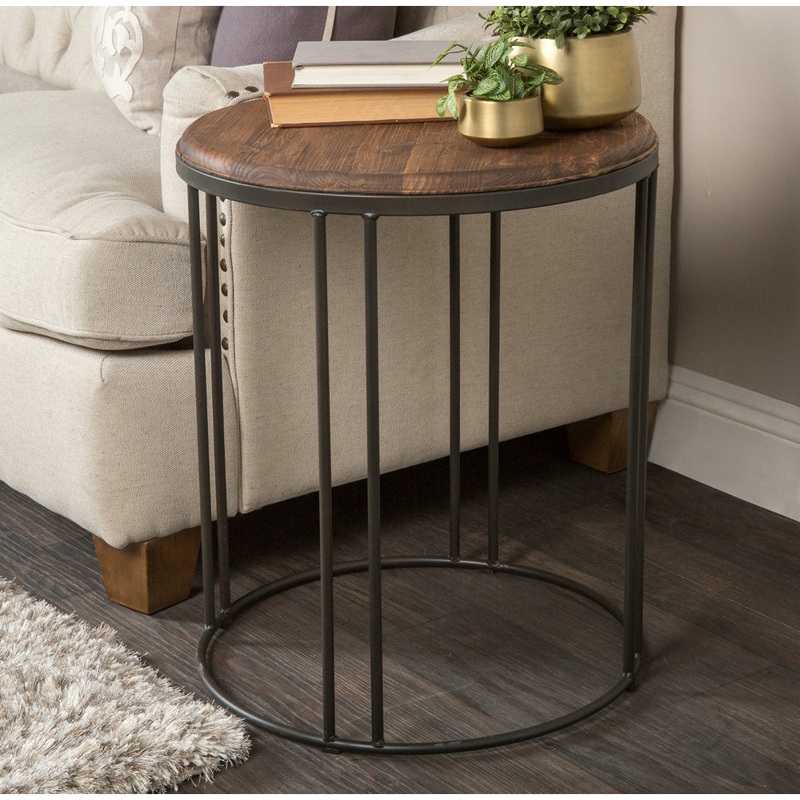 Abraxas Solid Wood Frame End Table Sand & Stable