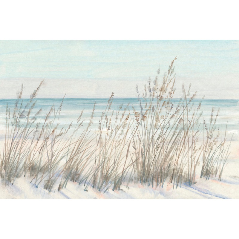 Beach Grass II Beachcrest Home Size: 12″ H x 18″ W x 1.25″ D Format: Walnut Single Picture Framed, Mat Included: No