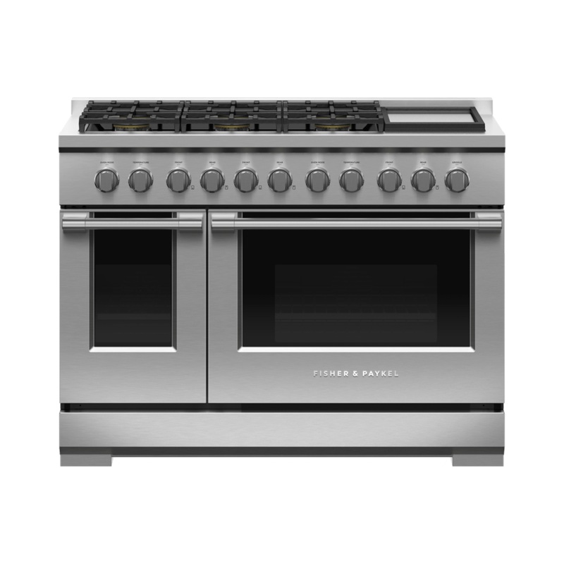 Fisher & Paykel RGV3486GDN Gas Range, 48″, 6 Burners With Griddle