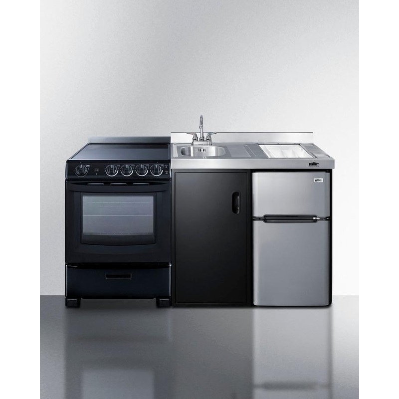 Summit ACK63ELSTB 63″ Wide All-In-One Kitchenette With Electric Range
