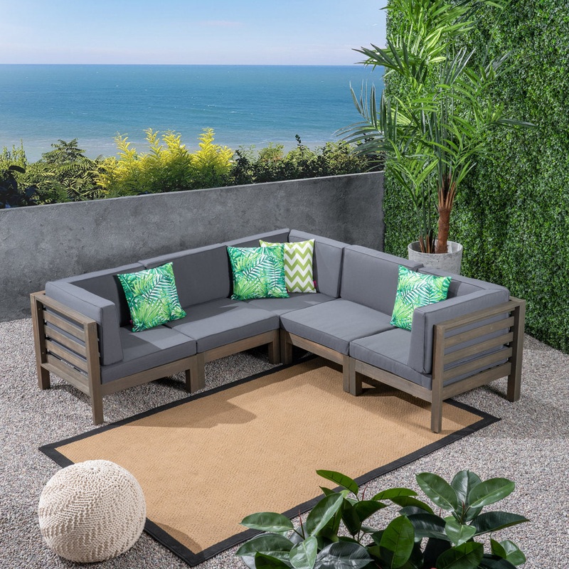 30.25” Wide Outdoor Symmetrical Patio Sectional with Cushions AllModern Frame Color / Cushion Color: Gray Frame / Dark Gray Cushion