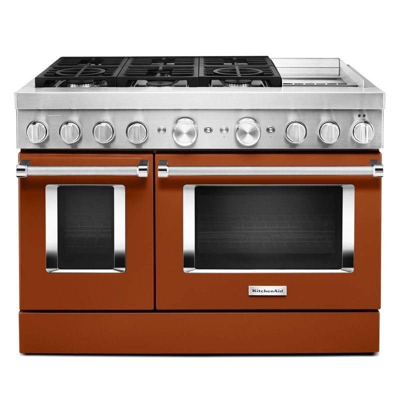 Kitchenaid KFDC558JSC Kitchenaid 48” Smart Commercial-Style Dual Fuel Range With Griddle Scorched Orange