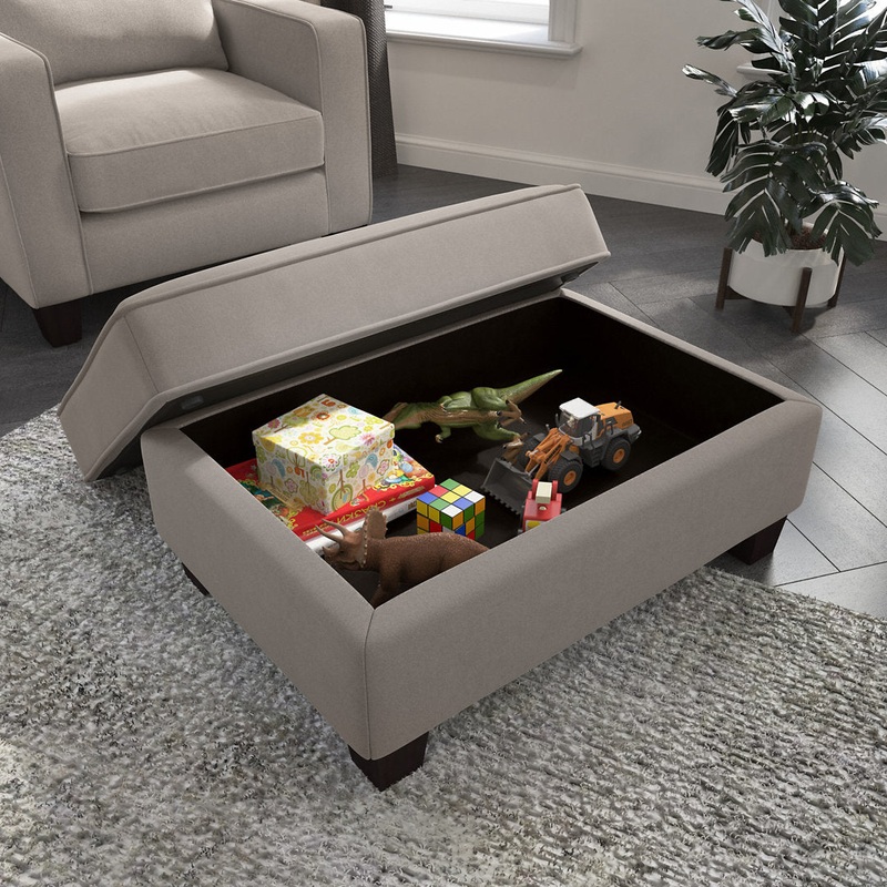 Alitza 34.49” Wide Rectangle Storage Ottoman Wade Logan Body Fabric: Beige