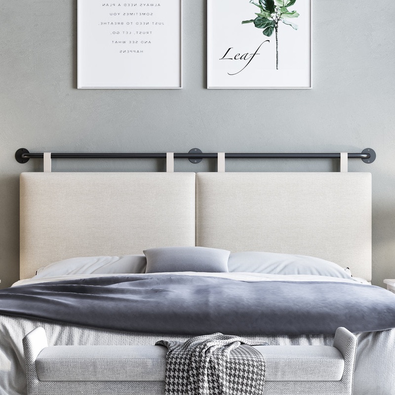 Upholstered King 100% Linen Panel Headboard Latitude Run Color: Beige Size: Full/Queen
