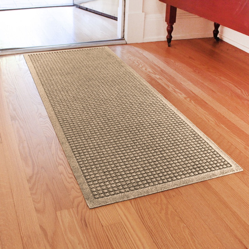 WaterHog Squares Indoor Outdoor Door Mat Matterly Color: Camel Mat Size: Rectangle 1’10” x 5′