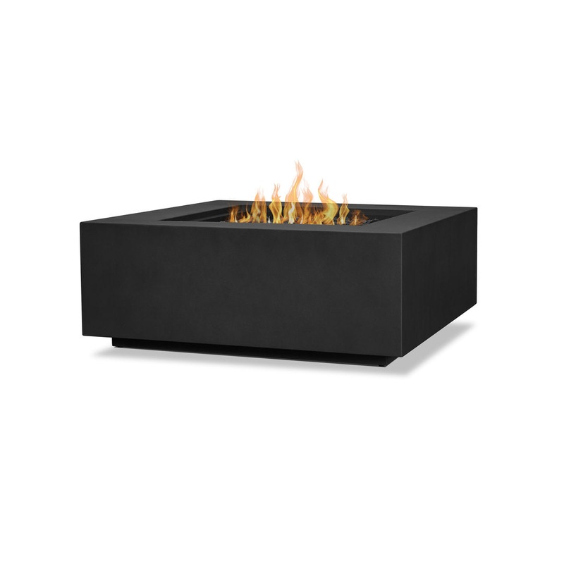 AEGEAN Propane / Natural Gas Outdoor Fire Pit Table Real Flame Size: 16″ H x 36″ W x 36″ D Finish: Black