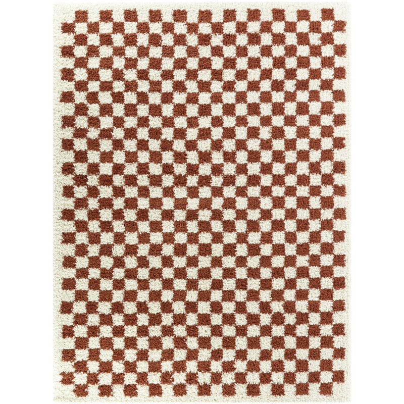 Walker Checkered Burnt Orange/Cream Shag Area Rug AllModern Rug Size: Rectangle 8’9″ x 12′