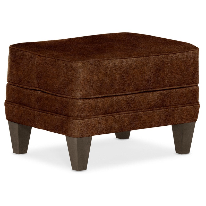 Zion 25″ Wide Genuine Leather Rectangle Standard Ottoman Bradington-Young Leg Color: Cobblestone Leather Type: Anilina Cacao Genuine Leather