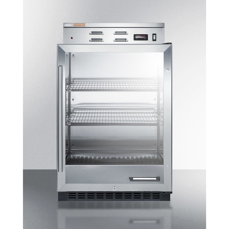 Summit PHC61G Single Chamber Warming Cabinet With Glass Door, Stainless Steel Interior, Digital Thermostat, And Lock