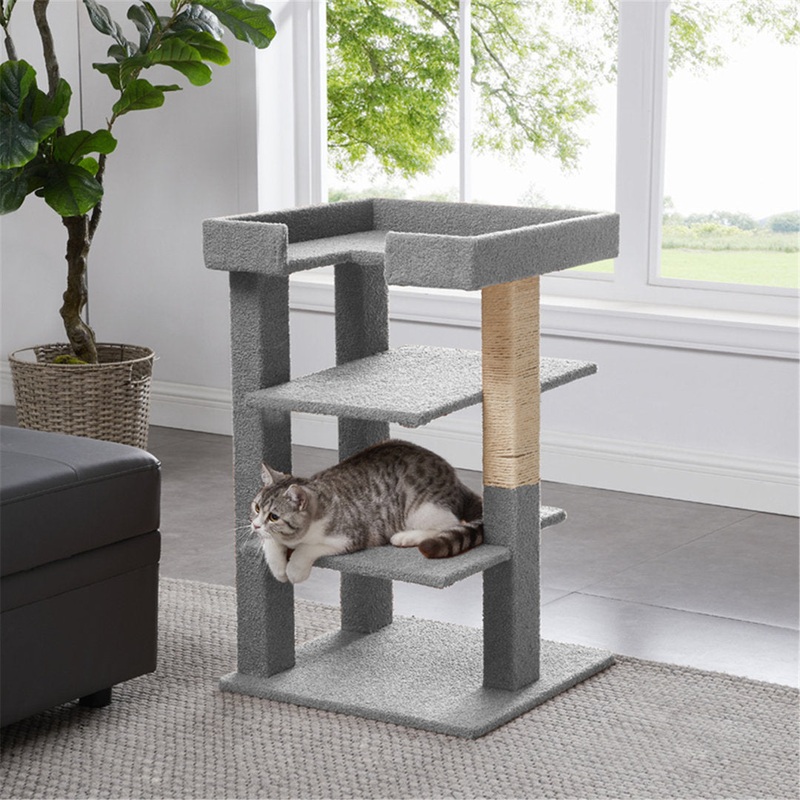 31.3″ Towcester Cat Tree, Climbing Tower Cat Condo Tucker Murphy Pet Color: Gray