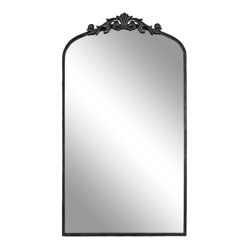 Anglo Arendahl Traditional Accent Mirror Fleur De Lis Living Size: 42″ x 23.5″ Finish: Black