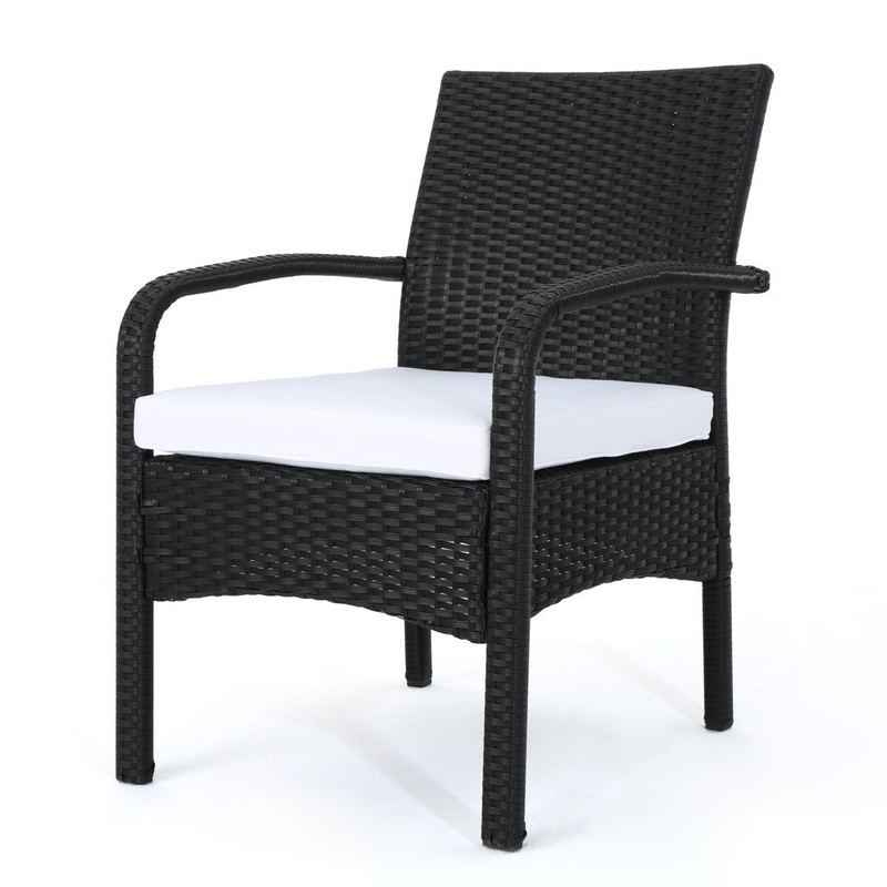 Berthony 4 Piece Rattan Sofa Seating Group with Cushions Winston Porter Frame Color/Cushion Color: Black Frame/White Cushion