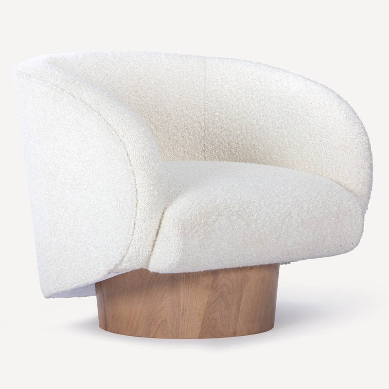 Sleek Boucle Spinning Seat in Refined Round Design