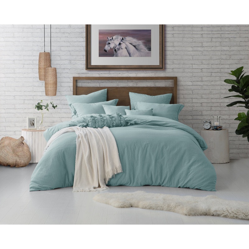 Super Soft Crinkle Washed Microfiber Duvet Cover Set Swift Home Color: Dusty Mint Size: Full/Queen Duvet Cover + 2 Pillowcases