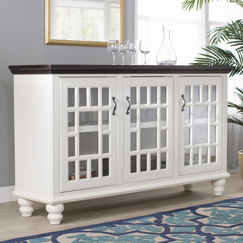 Virginia Solid Wood TV Stand for TVs up to 70″ Bay Isle Home Base Color: Soft White, Top Color: Caribbean Rum