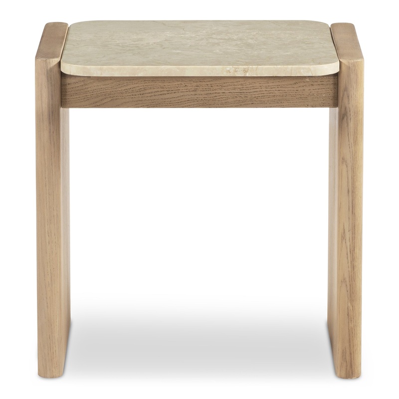 Modern Oak & Marble Side Table