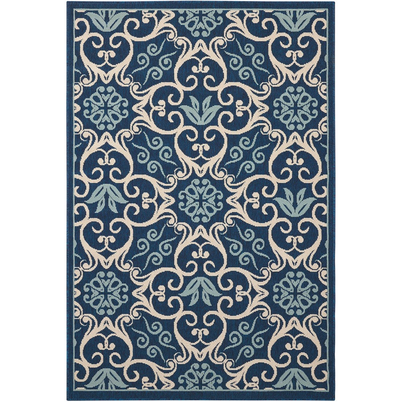 Adelene Floral Navy Blue Indoor / Outdoor Area Rug Birch Lane Rug Size: Rectangle 3’11” x 5’11”