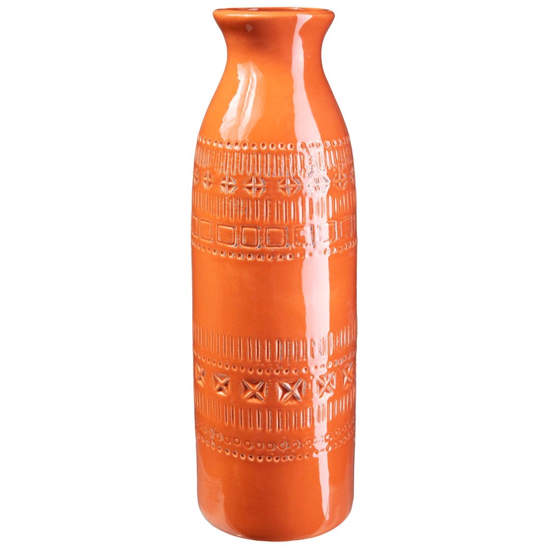 Avichai Ceramic Table Vase Dakota Fields Color: Orange Size: 14″ H x 4.5″ W x 4.5″ D