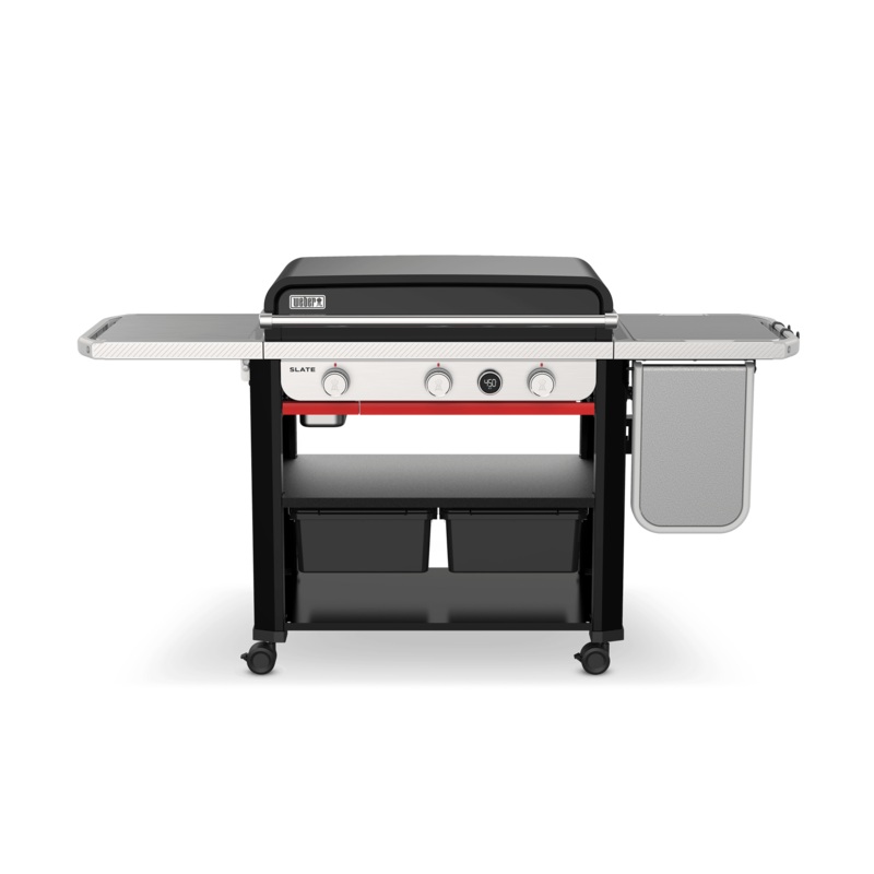 Weber 1500013 Slate 30″ Rust-Resistant Griddle with Extendable Side Table (Liquid Propane) – Black
