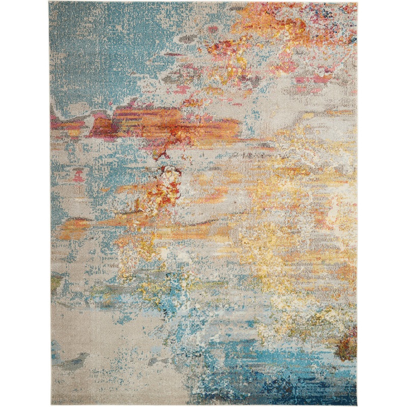 Adrihana Abstract Blue/Yellow Area Rug Williston Forge Rug Size: Rectangle 7’10” x 10’6″