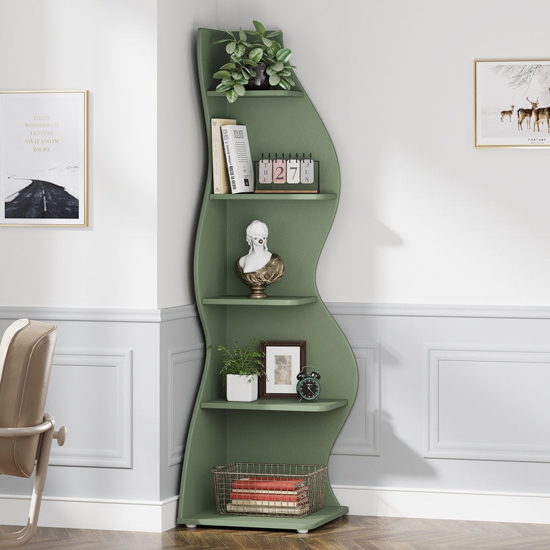 Arhab Corner Bookcase Millwood Pines Color: Green