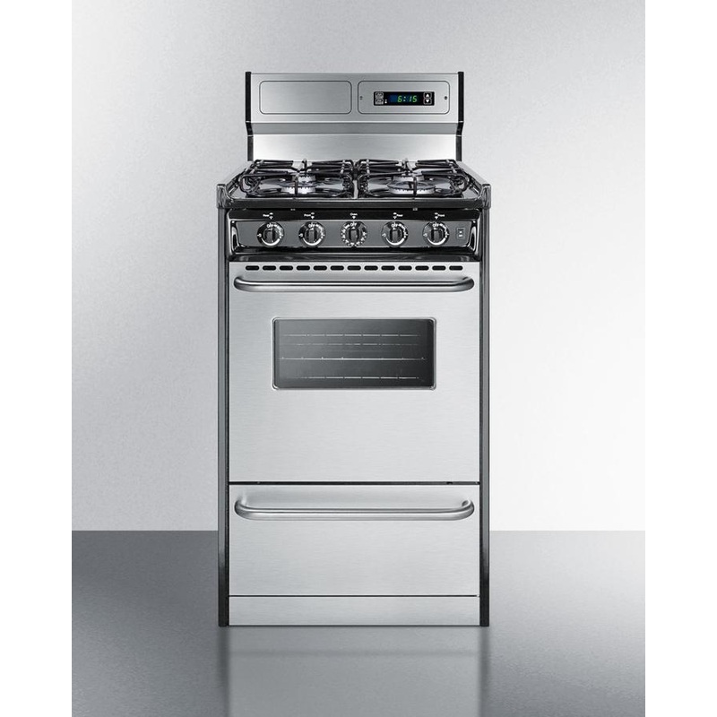 Summit TTM1307BKSW 20″ Wide Gas Range, Sealed Burners