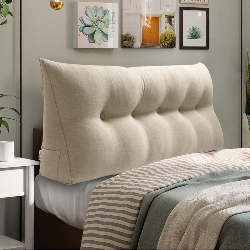 Sit-up Back Comfort Large Triangular Bolster Headboard Reading Wedge Pillow Versatile Bed Rest Positioning Support WOWMAX Color: Natural Size: 20″H x 59″W