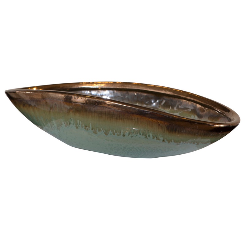 Stamm Earthenware Oval Coastal Decorative Bowl in Blue/Green Rosecliff Heights