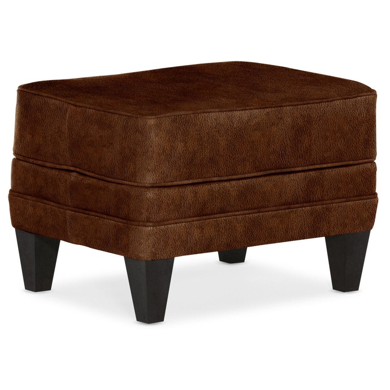 Zion 25″ Wide Genuine Leather Rectangle Standard Ottoman Bradington-Young Leg Color: Plantation Leather Type: Anilina Cacao Genuine Leather