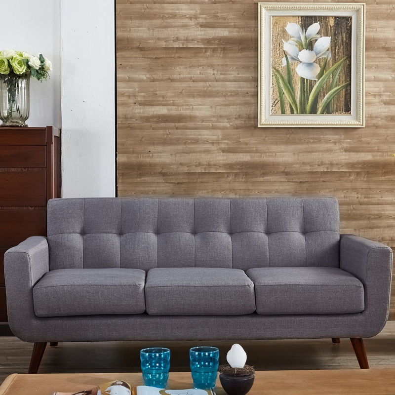 Zohaib 70.5″ Square Arm Sofa George Oliver Fabric: Linen Blend Gray