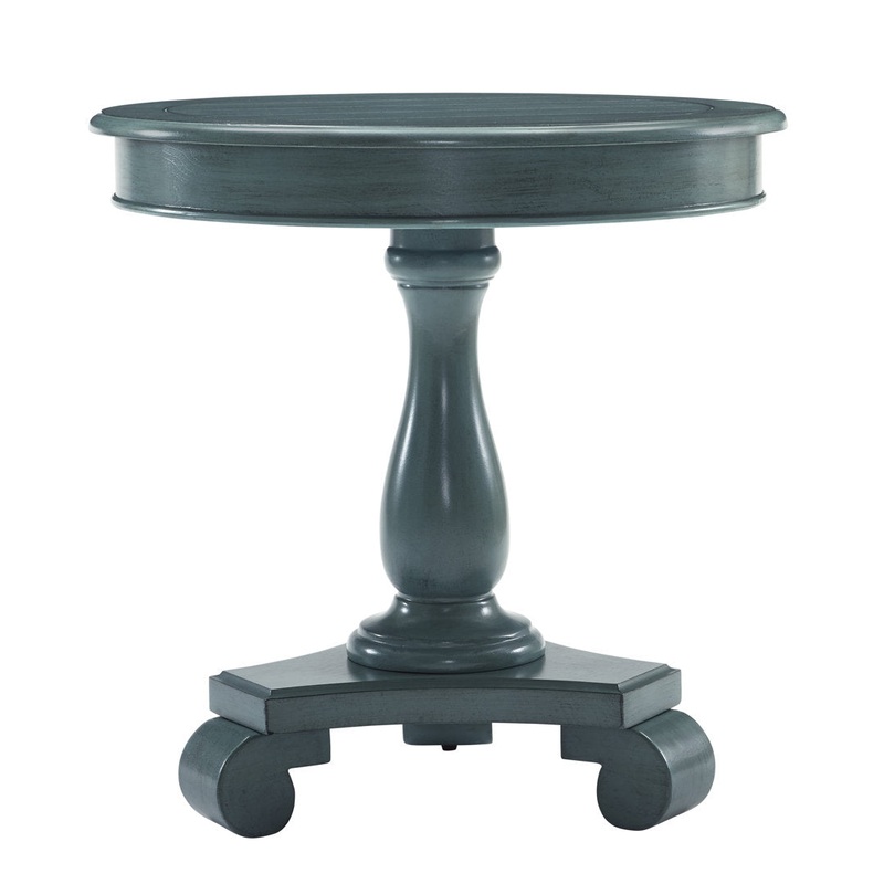 Annable Pedestal End Table Fleur De Lis Living Color: Teal
