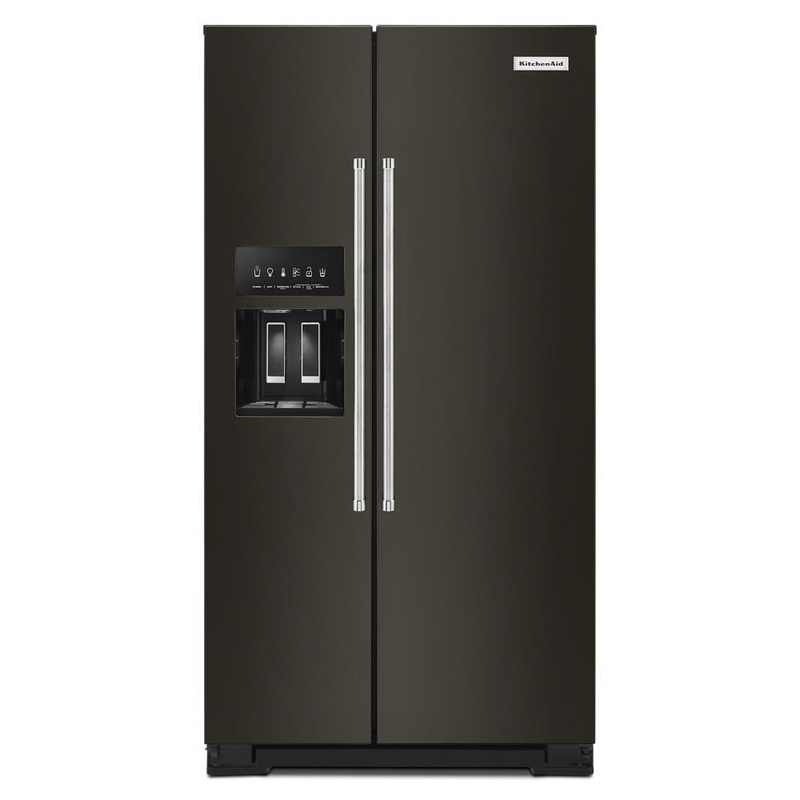 Kitchenaid KRSF705HBS 24.8 cu ft. Side-by-Side Refrigerator with Exterior Ice and Water and PrintShield Finish
