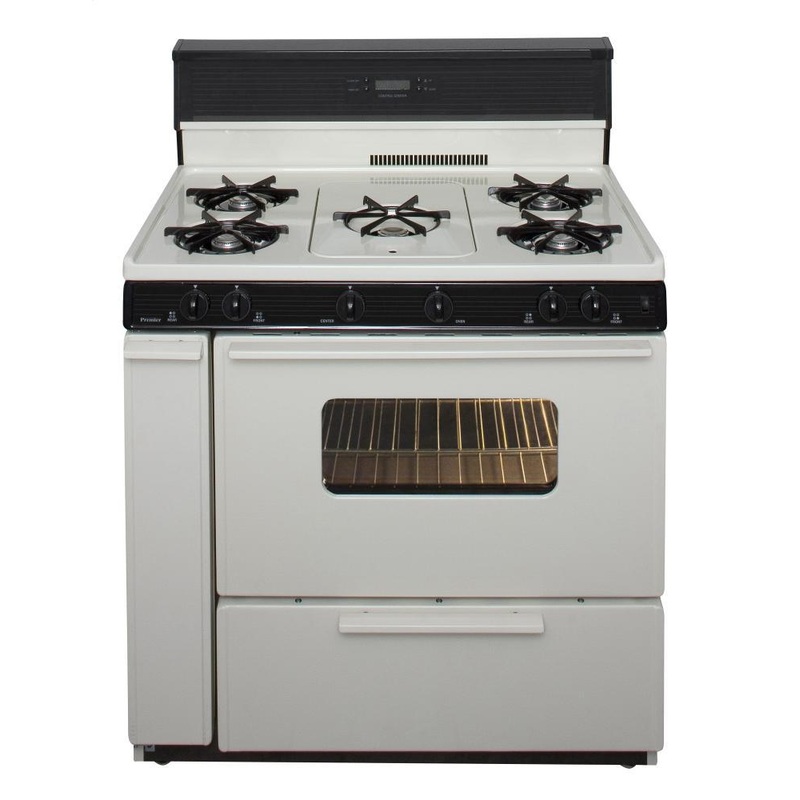 Premier SLK249TP0 36 in. Freestanding Gas Range with 5th Burner and Griddle Package in Biscuit