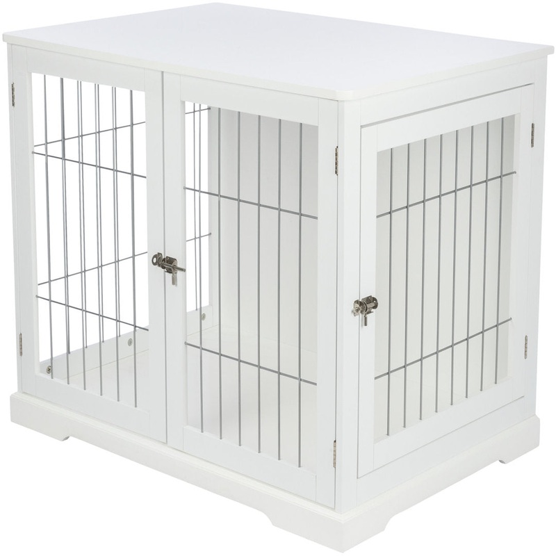 TRIXIE Indoor Dog Crate, Wooden Crate Table for Dogs, Dog Kennel, Perfect in Any Room TRIXIE Color: White Size: 29.6″ H x 38.7″ W x 27″ D