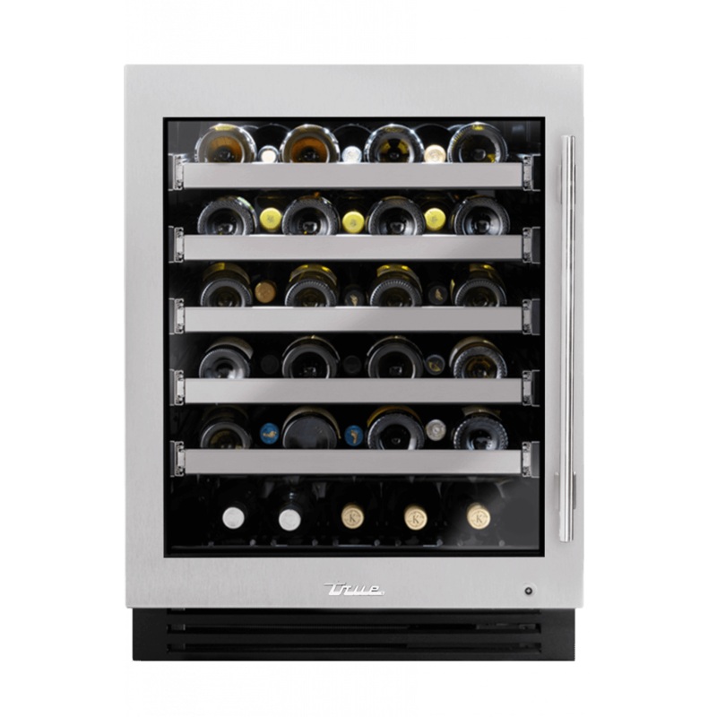 True Residential TUWADA24LGAS 24 Inch Single Zone Stainless Glass Door Left Hinge Ada Height Undercounter Wine Cabinet