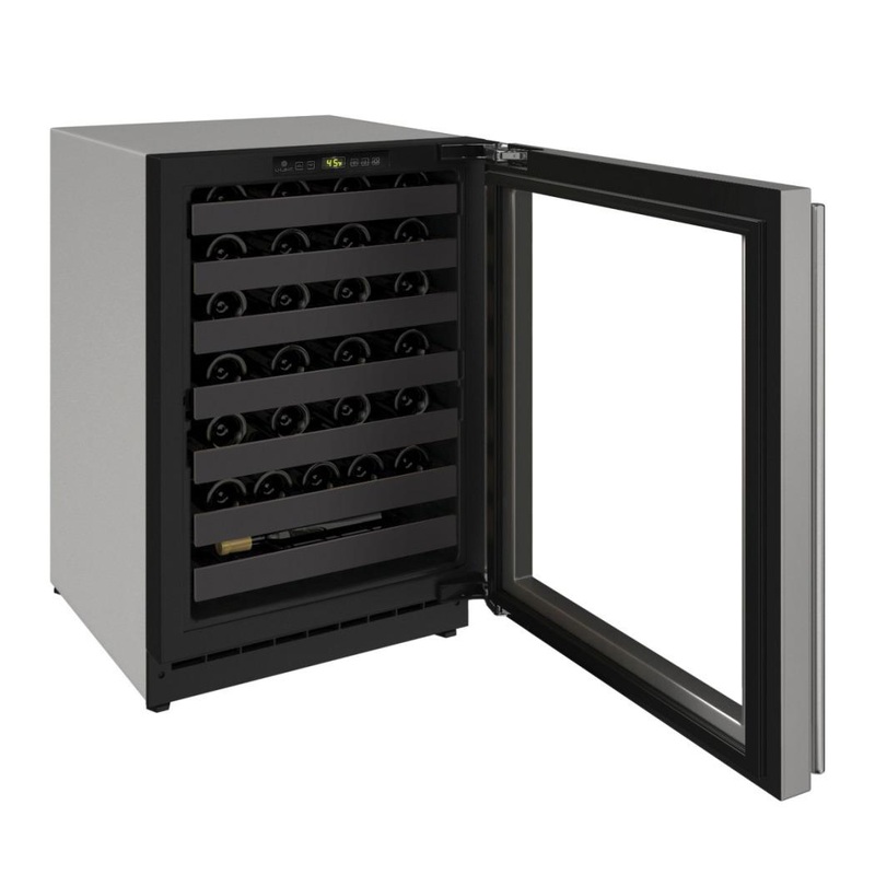 U-Line U2224WCS15A 2224wc 24″ Wine Refrigerator With Stainless Frame Finish and Left-hand Hinge Door Swing and Lock (115 V/60 Hz)