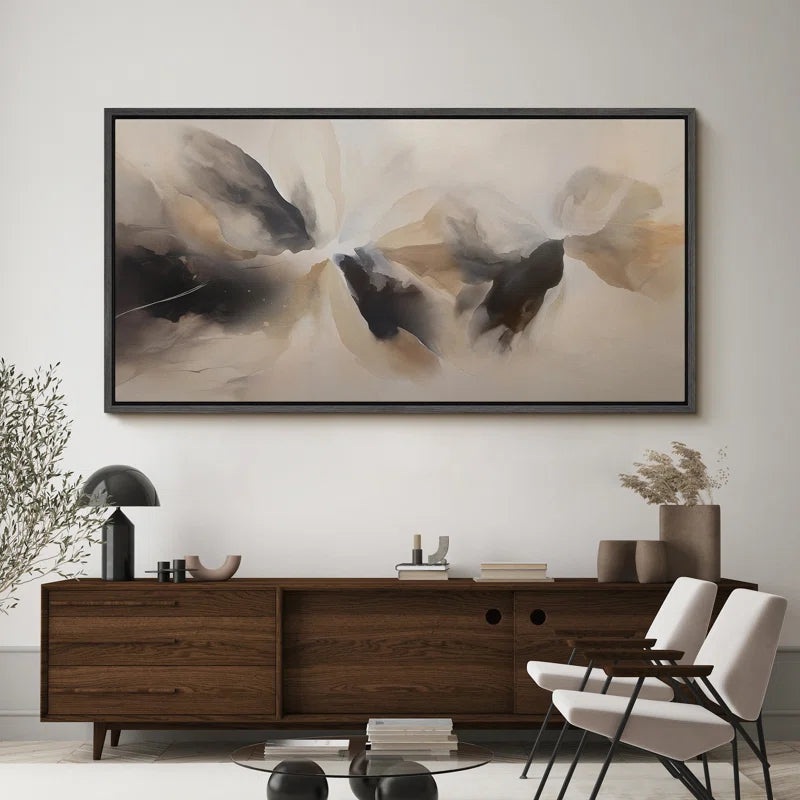 Grunge Abstract Paint Stroke Effect ” Abstract Landscape Brown Gray Mountain Expanse Modern Art Relax Calm Warm Extra Large Pictures “