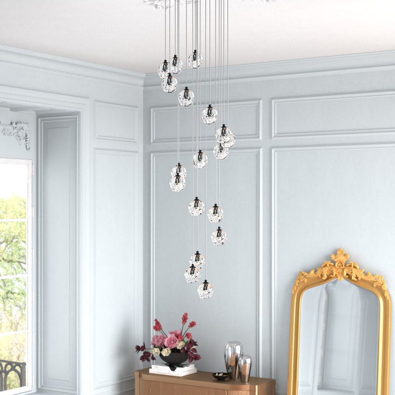 Stilson 18 – Light Cluster Tiered Pendant with Crystal Accents Willa Arlo Interiors Finish: Black