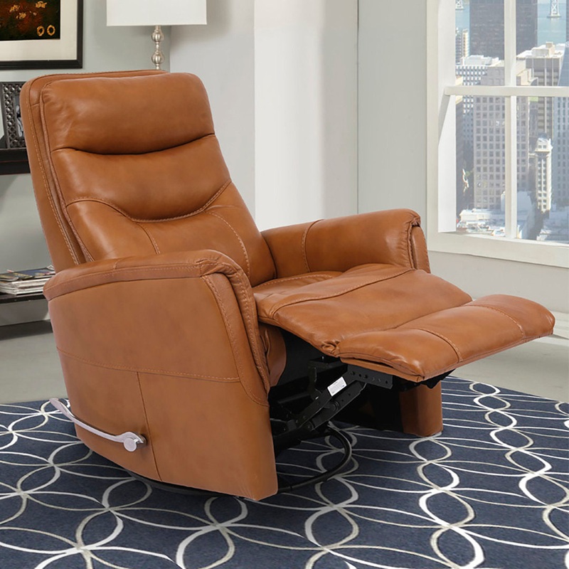 30″ Top Grain Leather Manual Swivel Glider Recliner with Flared Arms Red Barrel Studio Upholstery Color: Butterscotch Genuine Leather