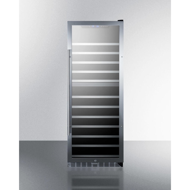 Summit SWC1380D 122 Bottle Dual Zone Wine Cellar With Seamless Stainless Steel Trimmed Glass Door, Lock, And Digital Controls