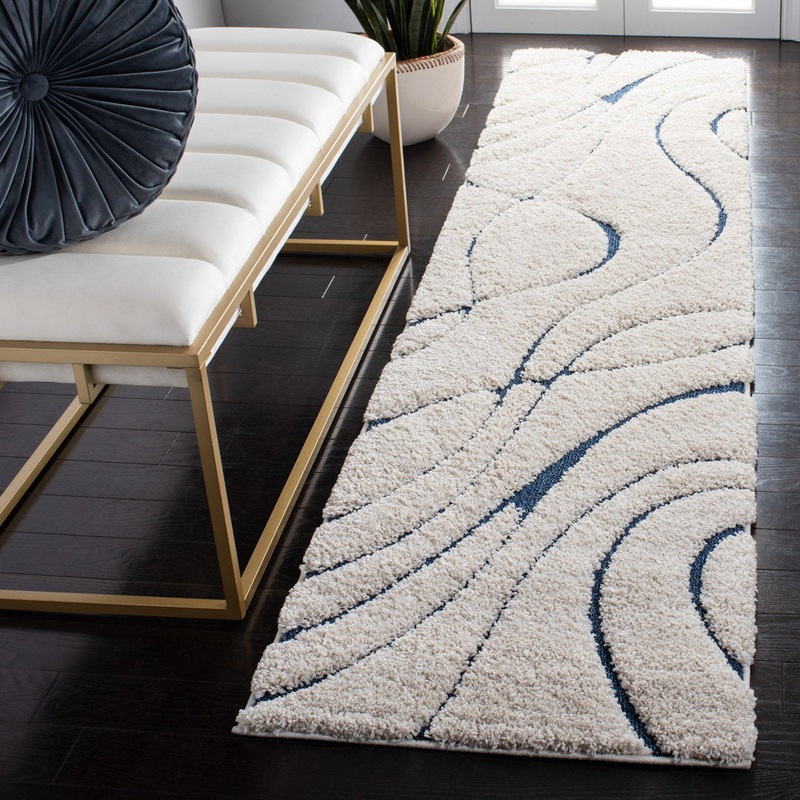 Ashal Abstract Cream/Blue Area Rug Wade Logan Rug Size: Runner 2’3″ x 13′