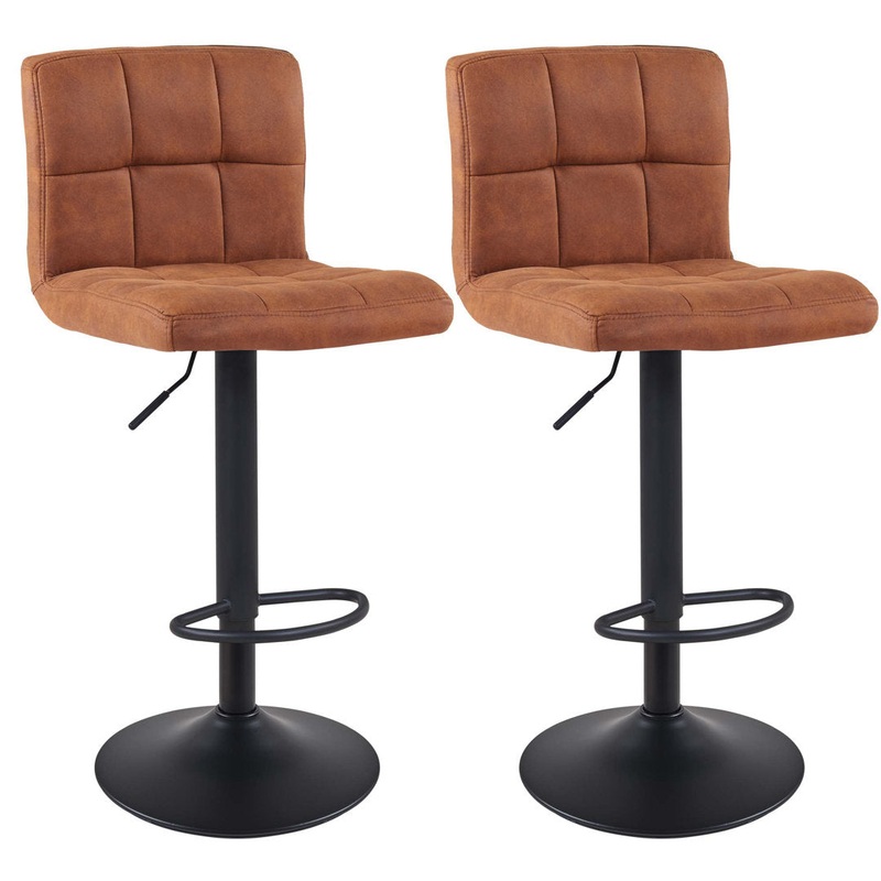 Amjed Swivel Adjustable Height Bar Stool (Set of 2) Latitude Run Upholstery: Brown