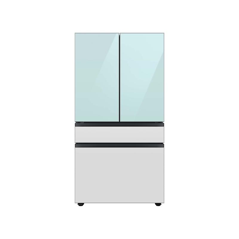 Samsung RF29BB86004MAA Bespoke 4-Door French Door Refrigerator (29 cu. ft.) with Beverage Center in Morning Blue Glass Top Panels and White Glass Middle and Bottom Panels