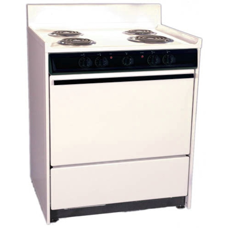 Summit SEM210C Bisque 220V Electric Range In 30″ Width With Storage Compartment