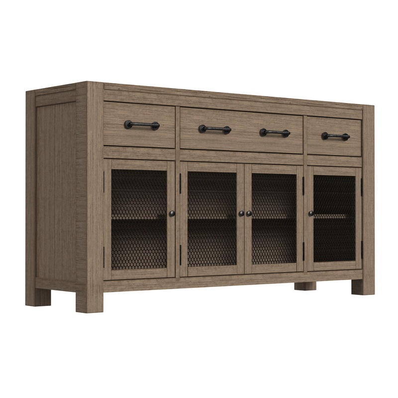 Trevion 3-drawer 60-inch Solid Wood Sideboard Mistana Color: Dark Taupe
